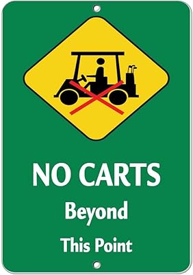 No Carts Beyond This Point Style 2 Activity Sign Golf Sign Aluminum Metal Sign