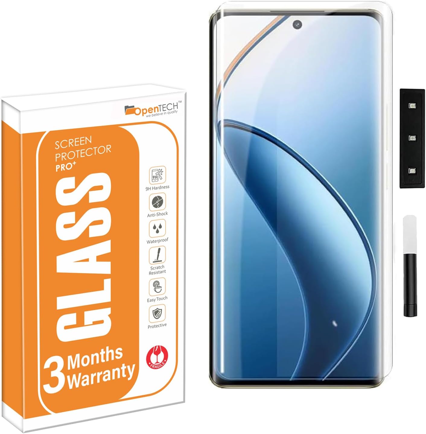OpenTech® UV Tempered Glass Screen Protector Compatible For Realme P1 Pro / Realme 13 Pro / 13 Pro Plus / 12 Pro / 12 Pro Plus / 11 Pro / 11 Pro Plus / 10 Pro Plus (6.7 inches) Edge To Edge Coverage with Easy Installation Kit