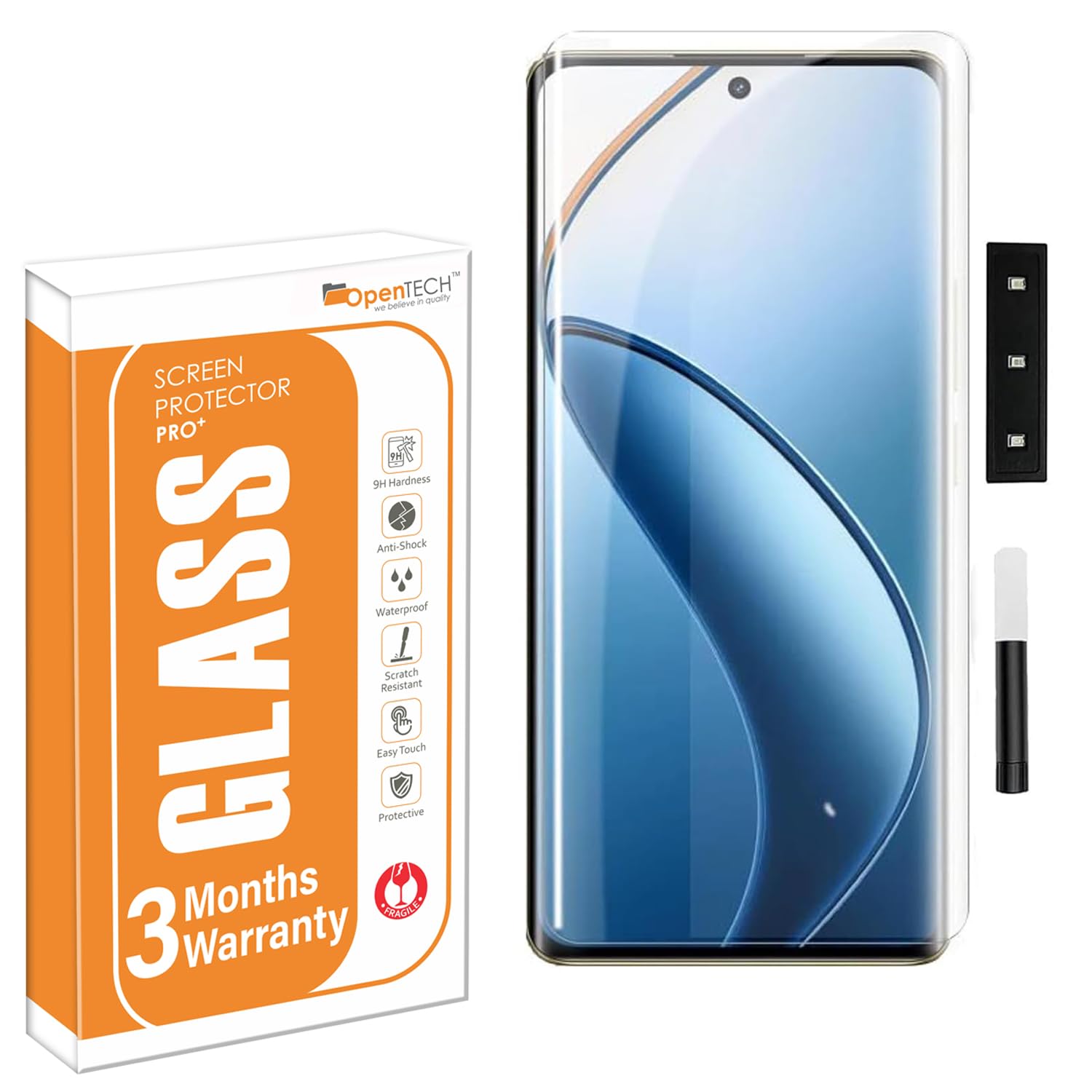 OpenTech® UV Tempered Glass Screen Protector Compatible For Realme P1 Pro / Realme 13 Pro / 13 Pro Plus / 12 Pro / 12 Pro Plus / 11 Pro / 11 Pro Plus / 10 Pro Plus (6.7 inches) Edge To Edge Coverage with Easy Installation Kit