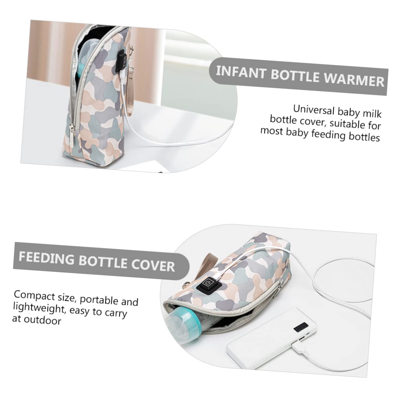 Abaodam 3 Piezas calentador botellas biberón nevera portátil viaje calefactor calentadores calentador biberones funda calienta biberones temperatura constante Termo bolso mano