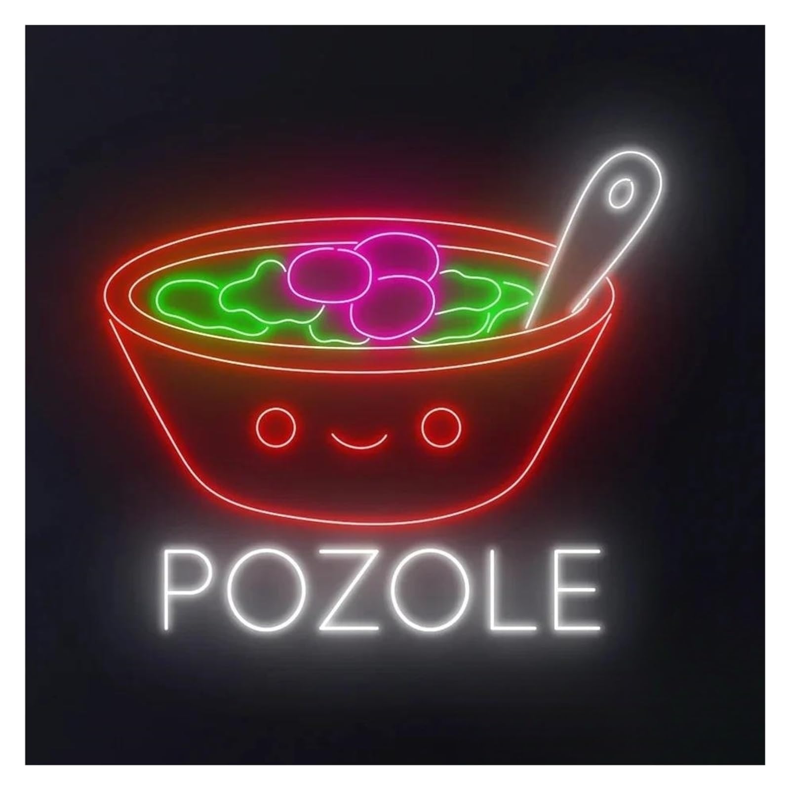 LEMST Sign Lamp Pozole Mexico Neon Sign Mexican Restaurant Food Shop Store Room Wall Decor Business Welcome Signboard 38cm