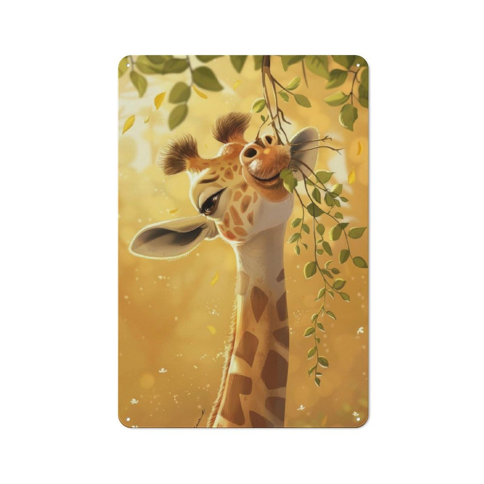 Junmoney Baby Giraffe Tin Wall Plaque 30X20cm With For Bar Or Restaurant, Suited To Bar Decor Enthusiasts