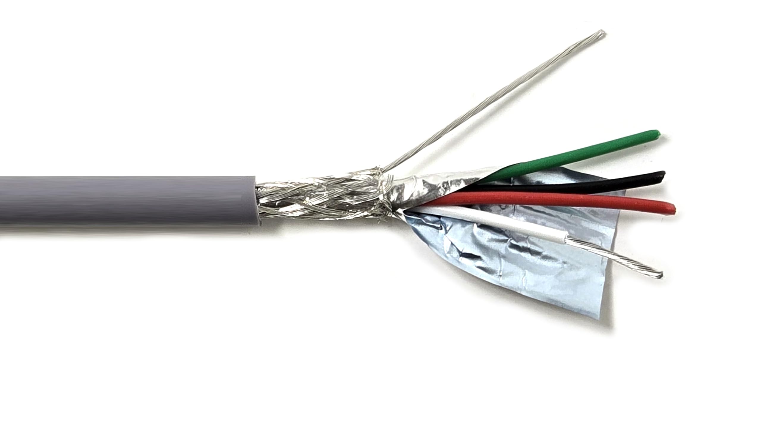KWANGIL 4C 18AWG AMESB Shielded Cable Wire (UL2464) - Flexible Str TC, PVC Ins, OS+Drain+TC BRD, PVC JKT for CNC Machine, Stepper Motor, VFD Spindle (