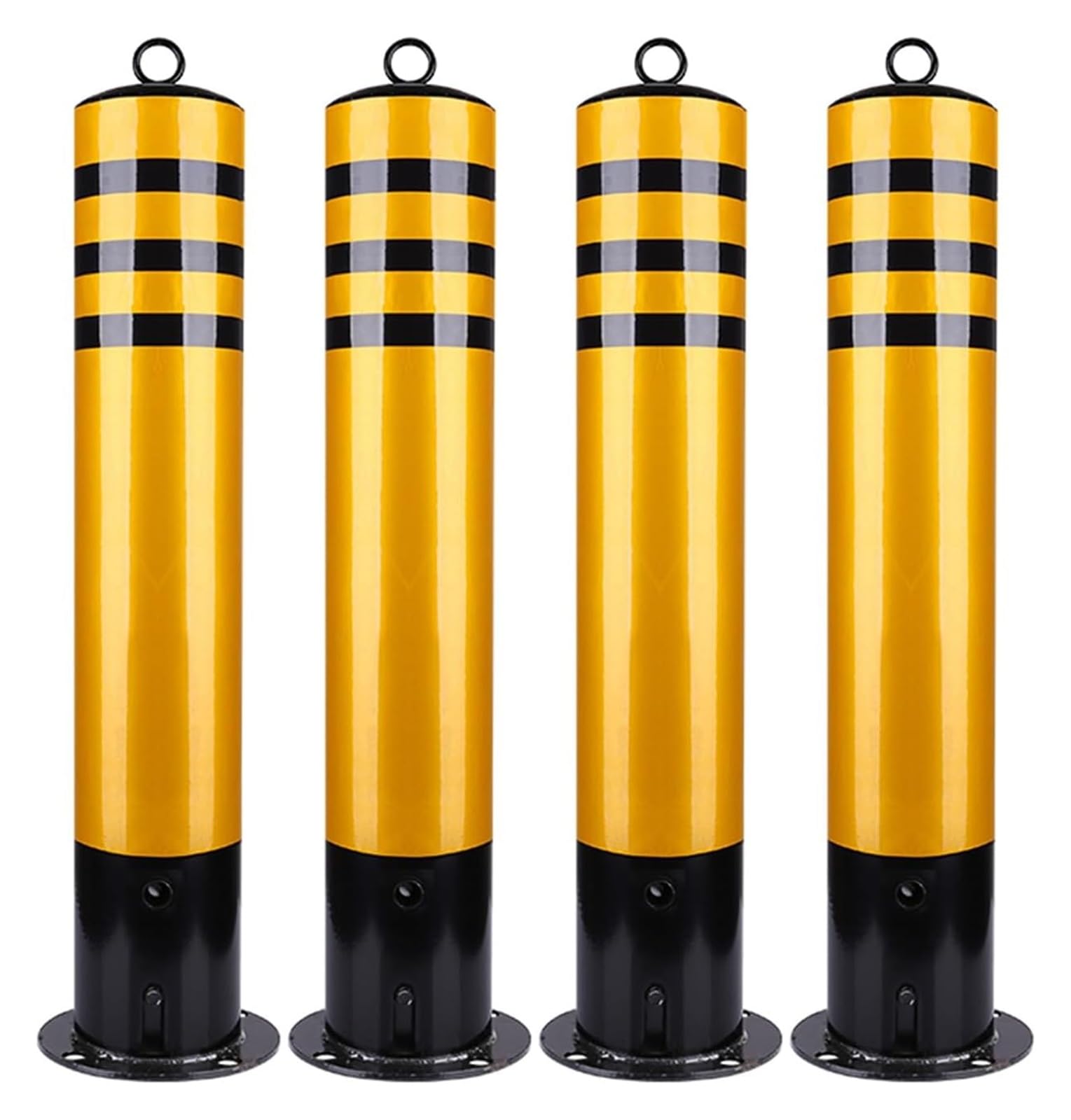 CWCQGH Safety Bollard Traffic Delineator Safety Bollard 4 Packs Heavy Yellow Industrial Steel Bollards Removable For Traffic-Sensitive Area (75cm/30in)