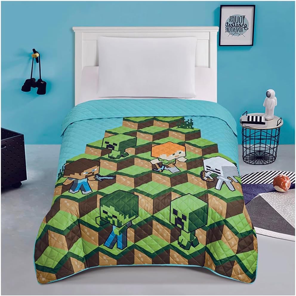 Jay Franco & Sons, Inc. Minecraft Blocks Twin Quilted Bedspread Only