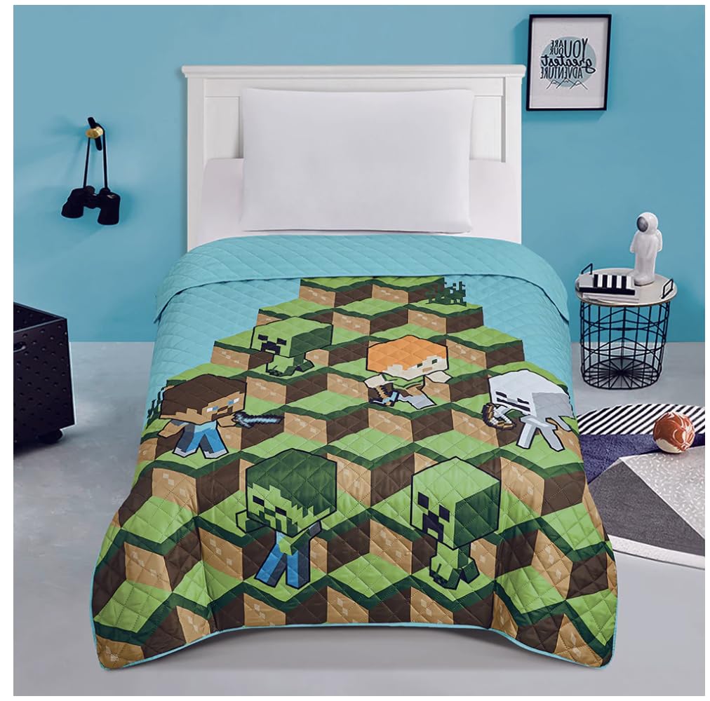 Jay Franco & Sons, Inc. Minecraft Blocks Twin Quilted Bedspread Only