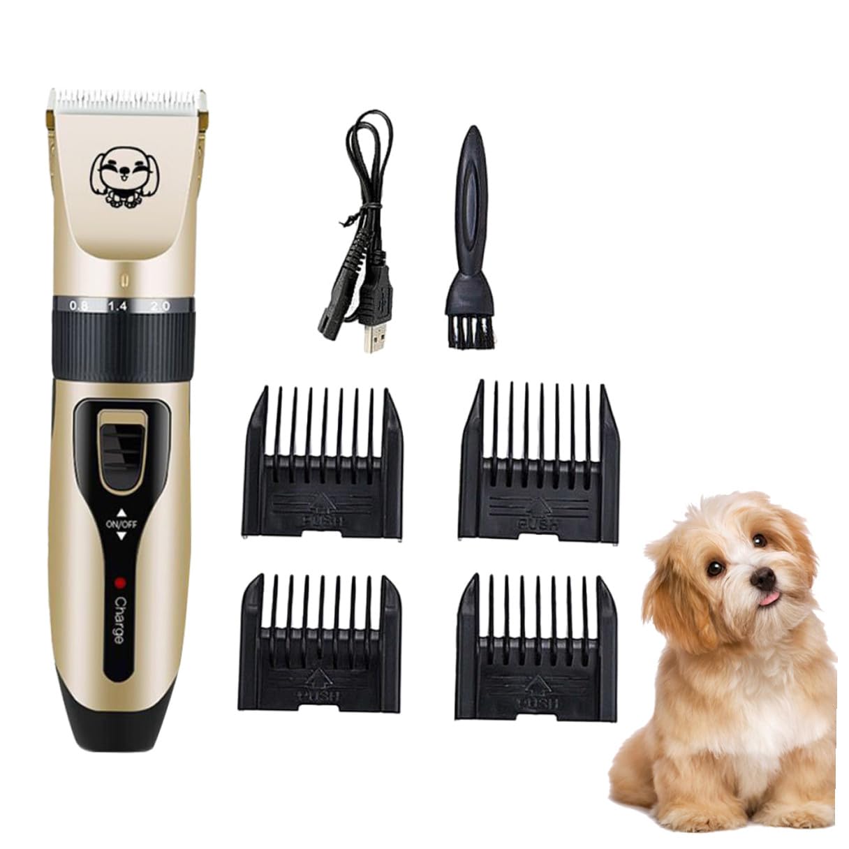 GALPADA Recortadora de Pelo para Perros y Mascotas con Corte Delicado, sin Ruido de Trabajo, Batería de 1200 Mah, Material Abs y Cerámica para Aseo Profesional en Casa