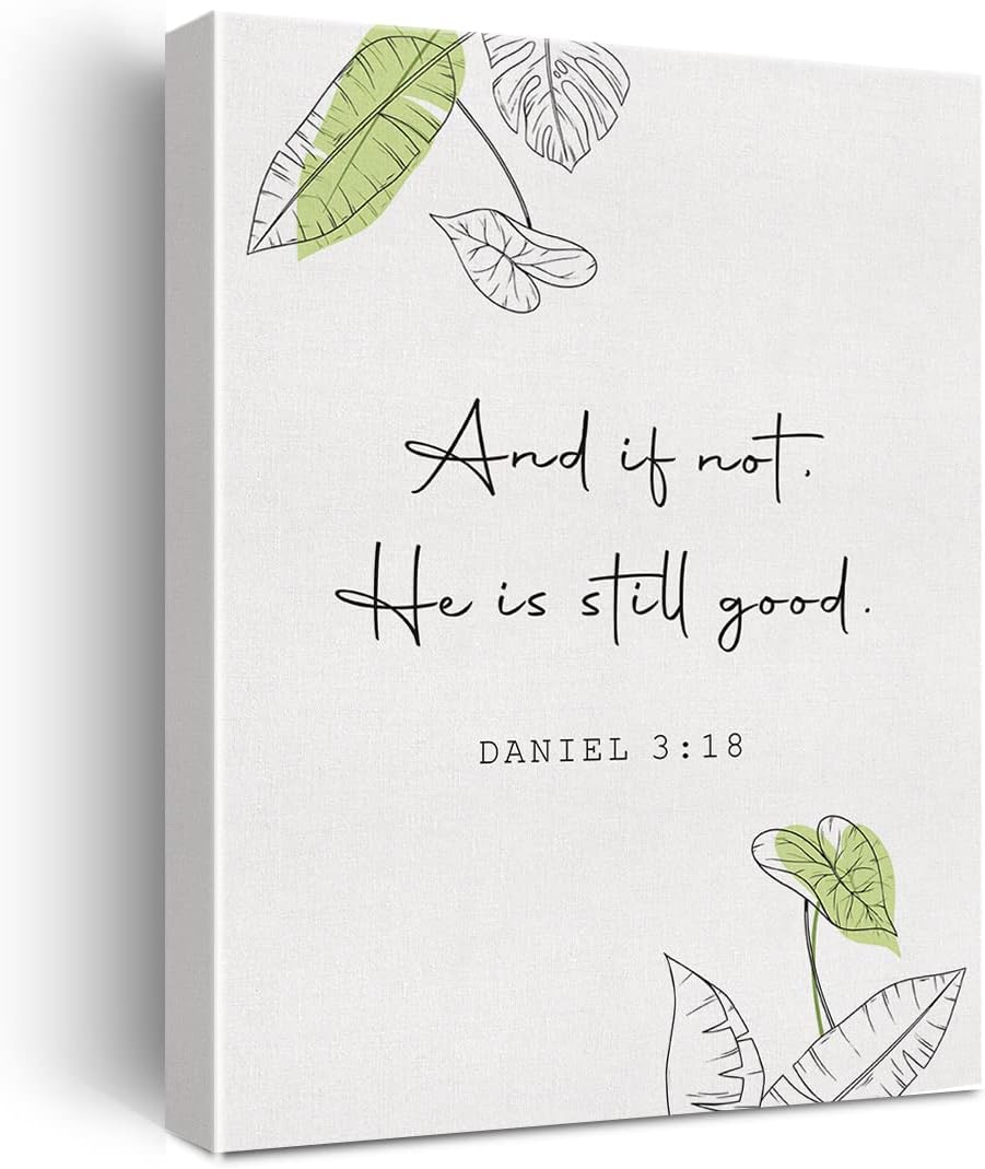Inspirational Bible Verse Canvas Print Decor Daniel 3 : 18 Scripture Christian Wall Painting Posters 12”X15” Modern Home Office Decoration (Framed)