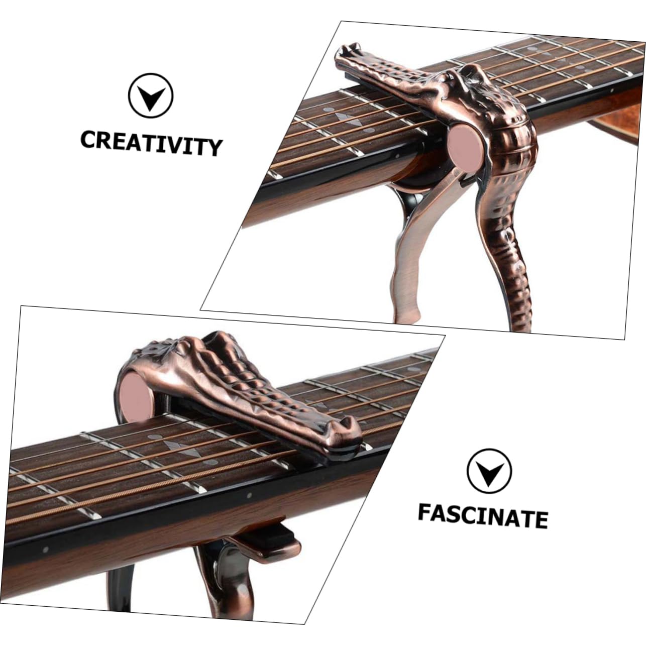 BESTonZON 2piezas Cejilla De Guitarra Metálica Diseño De Cocodrilo Capo Portátil Para Guitarra Eléctrica y Acústica Accesorio Práctico Para Afinación Rápida y Efectiva