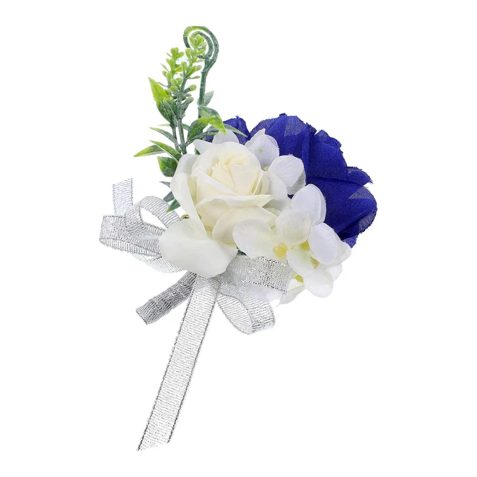 Hzomif Two-Tone Artificial Rose Wrist Corsage 2pcs Royal Blue Artificial Flower Wrist Corsage Bracelet for Bride Bridesmaid Wedding Prom Banquet Bridal Shower Adjustable