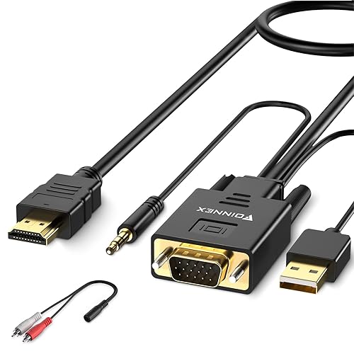 Vista 21 de FOINNEX Cable adaptador VGA a HDMI, 33FT/10M, 1080P para PC antigua a nuevo monitor/TV