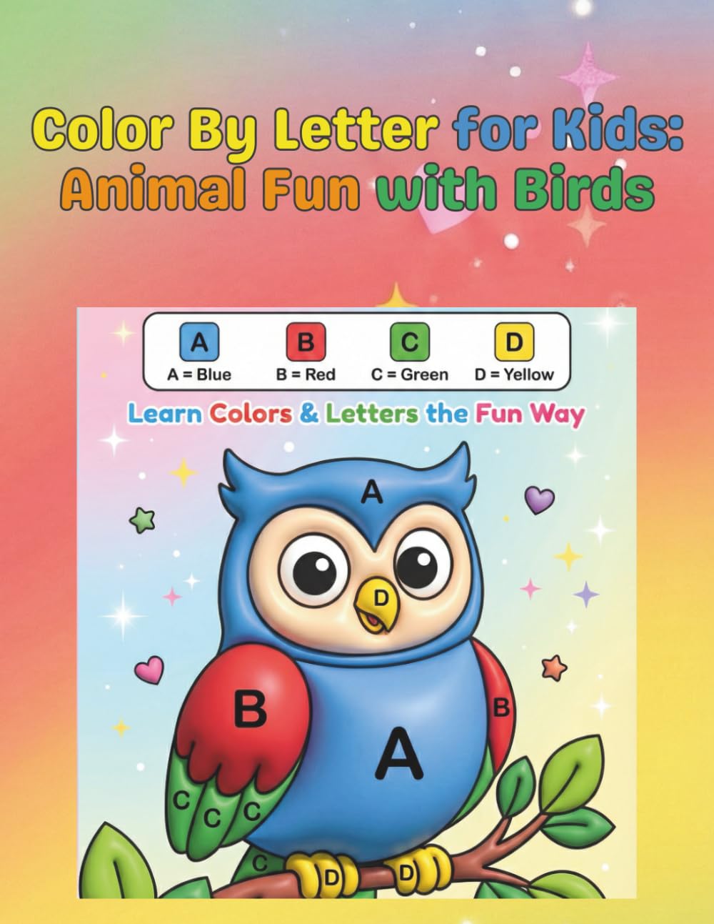 Color By Letter For Kids: Animal Fun with Birds. Educational Letter Recognition and Coloring Book Activity.: Color By Letter For Kids with Easy to ... Activities... Gift for Birthdays & Holidays!