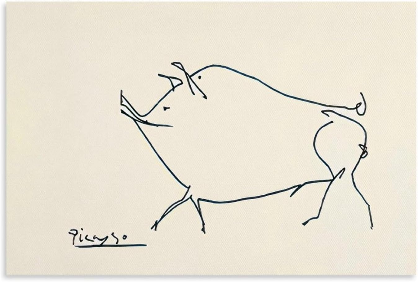 ZZYGGN GMGSW Pig by Pablo Picasso Canvas Poster Vintage Wall Art Minimalist Animal Painting Pablo Picasso Prints for Bedroom Picture Decor 40x50cm Frameless