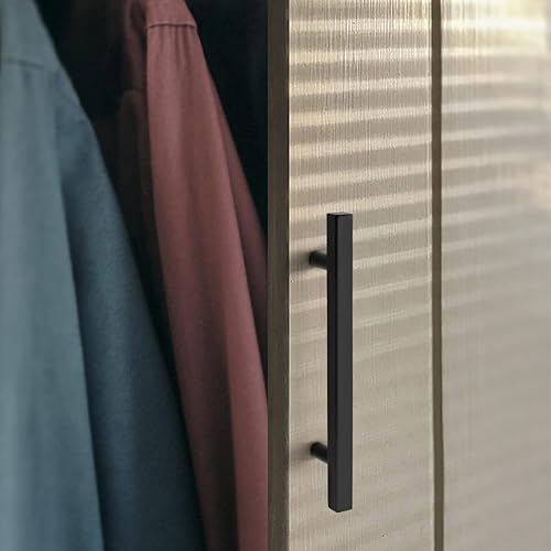 Miniatura 7 de Probrico Paquete de 1 manija negra de 5 pulgadas (5.039 in) con agujero central, barra cuadrada en T, manijas de gabinete de cocina, tiradores de