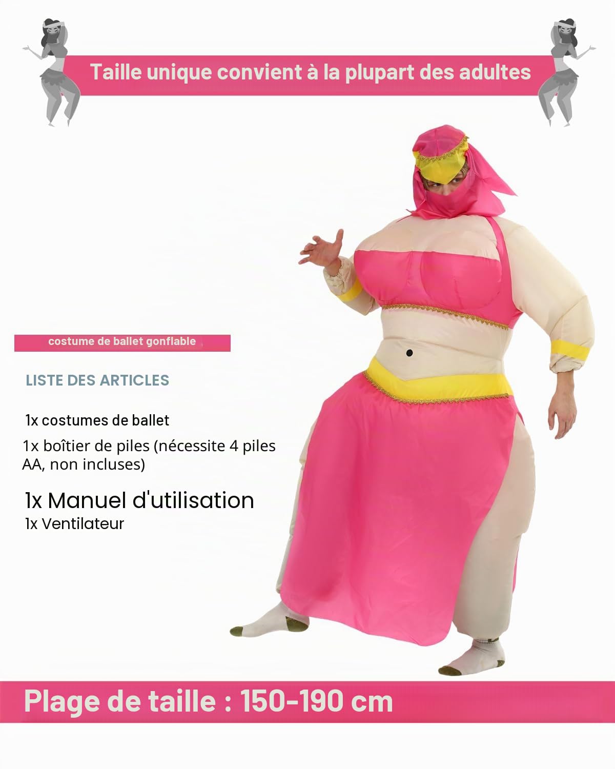 Costume de Ballet Gonflable Adulte - Costume de Ballet Gonflable pour Tout le Corps Homme Femme, Costume Amusant de Carnaval pour Halloween Noël Carnaval Fête