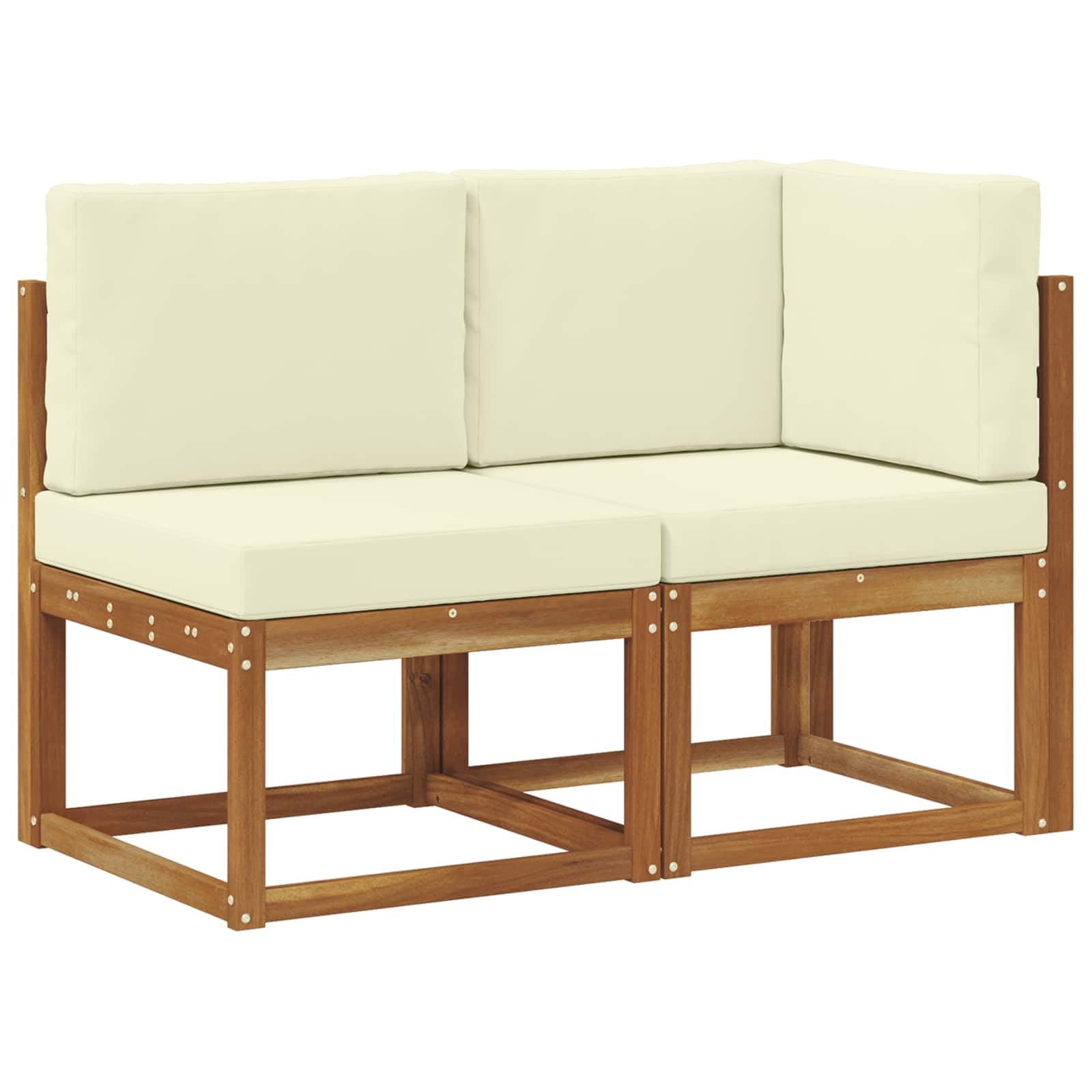 vidaXL Divano modulare da esterno e angolare 2 Pezzo Naturale e Crema, Mobili da patio moderni, resistenti alle intemperie, relax versatile in giardino, design in legno di acacia