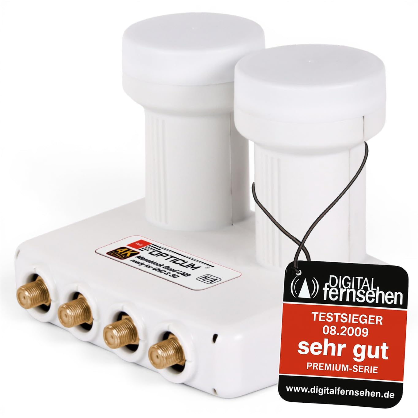 Opticum Monoblock Quad LNB - LMQP-04H (Astra/Hotbird) vergoldete Kontakte (Full HD, 3D)