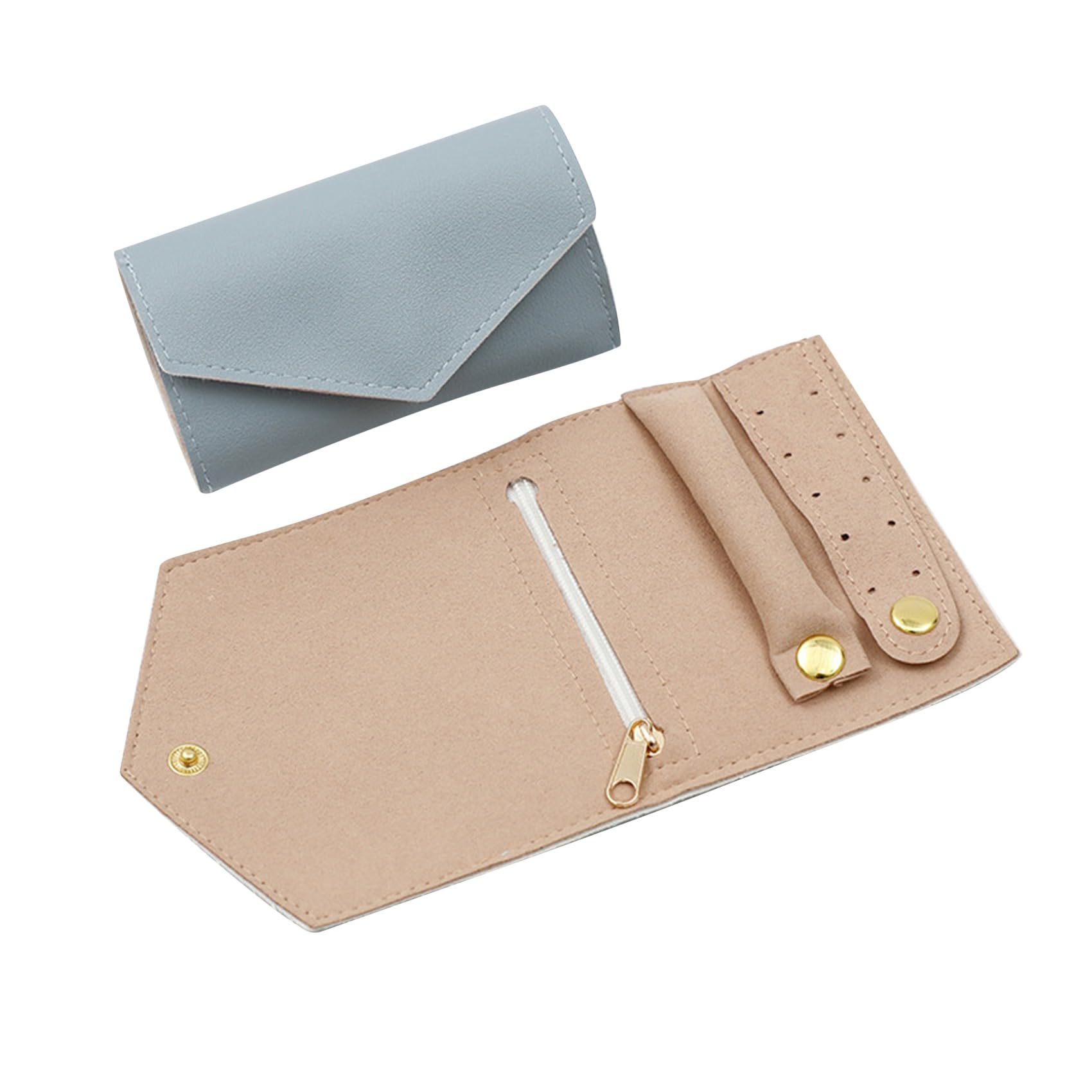 Generic Travel Ornament Organizer Roll Foldable Ornament Case for Journey-Rings,Necklaces,Bracelets,Earrings (Light blue), RXZER781