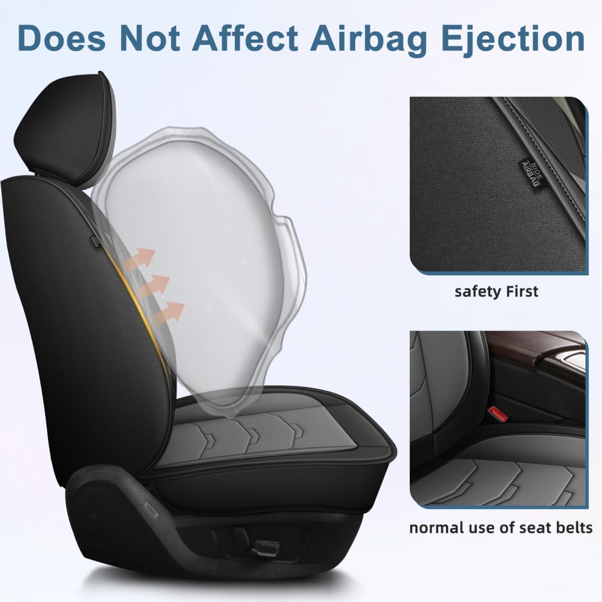 Car Seat Covers Fit for Ford Ranger 2019-2025 2026(Not Fit Raptor) Front Set Luxury Leather Seat Cushion Waterproof Automotive Seat Protectors(2 Seat,Black&Grey)