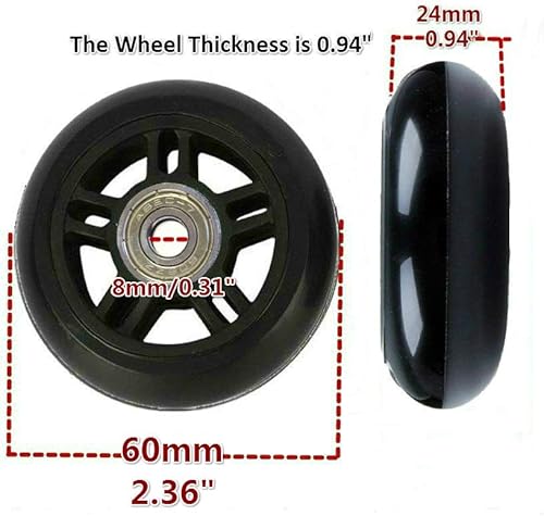 Miniatura 2 de ORO 1 par de ruedas de equipaje de repuesto de 45/50/54/60/64/68/70/72/75/80/84/87/3.543 in con rodamientos de 0.315 in para maleta y patinaje en