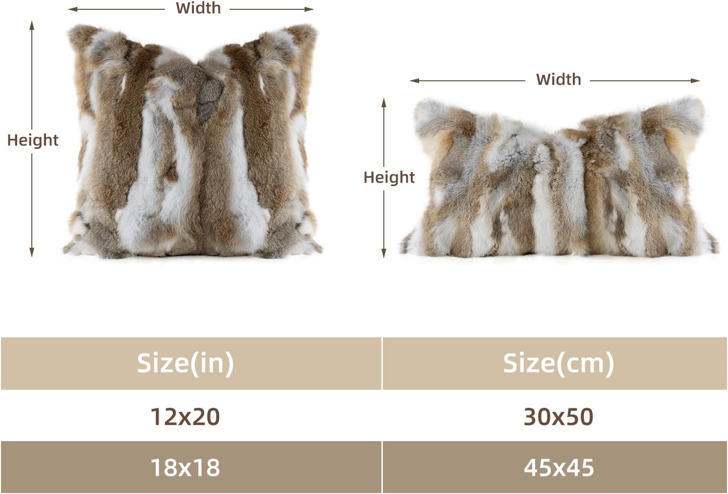 Genuine Rabbit Fur Throw Pillow Covers Set of 2, Luxury Decorative Pillowcases Soft Fluffy Animal Skin Accents Square Cushion Cover for Couch Sofa Bedroom Living Room Home,18x18 inch, Yellow White - Image 6