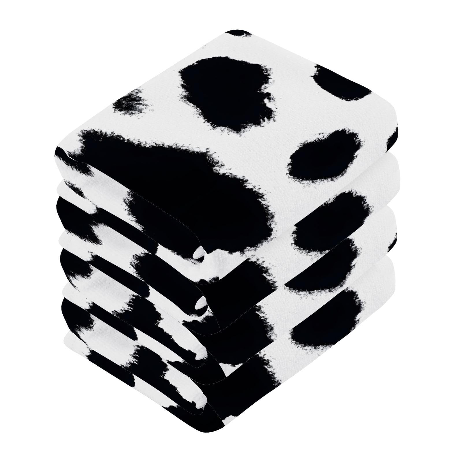 YANENDIE Cute Cow Pattern (2) Washcloths Towels, Highly Absorbent and Soft Cotton Face Cloths, 6 Pack Quick Dry Wash Cloths - 12 X 12 Inches