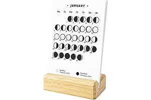 2024 Moon Phase Wall Calendar with Wooden Base
