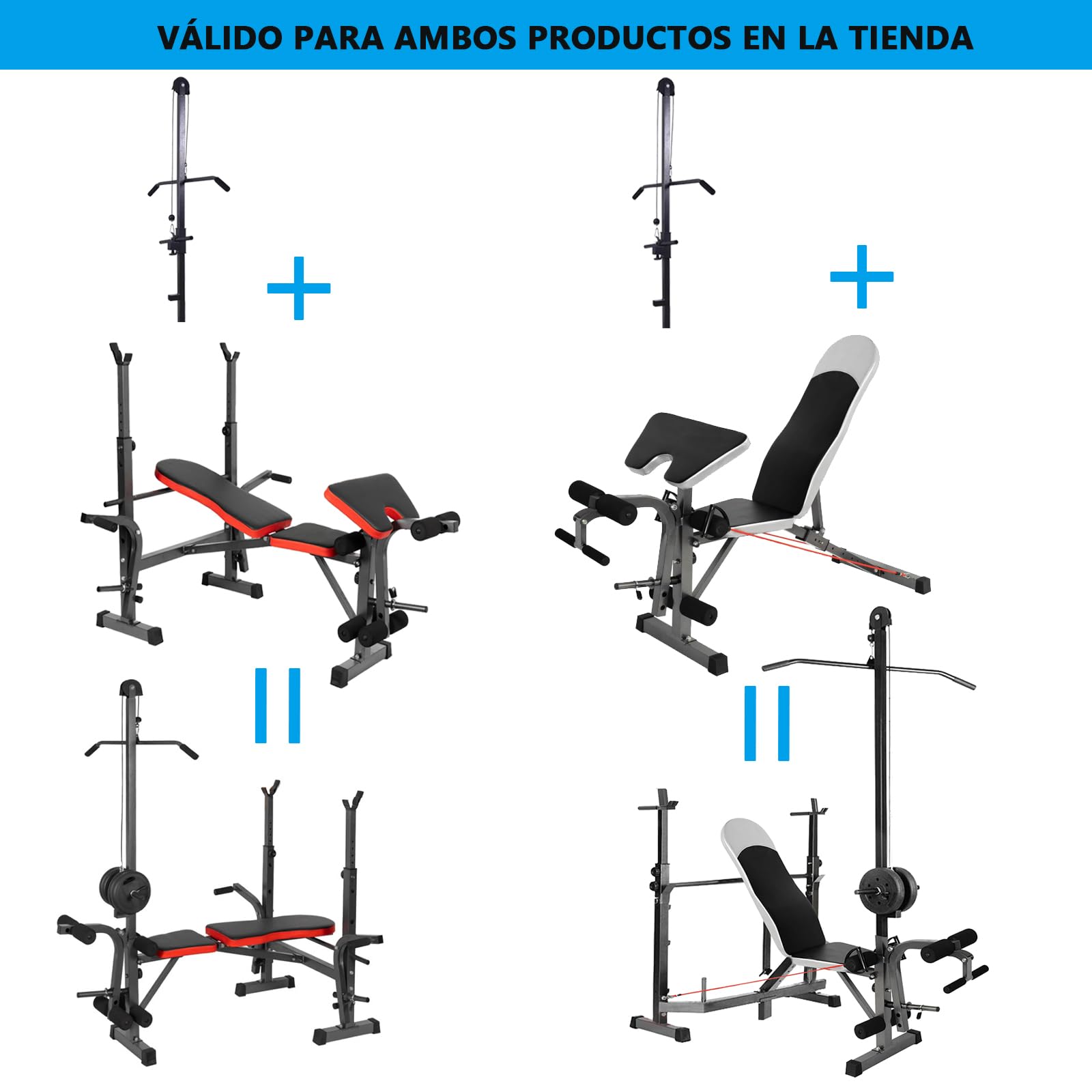 Barra para Banco de Pesas Multifunción, 110 cm Altura, 93 cm Ancho