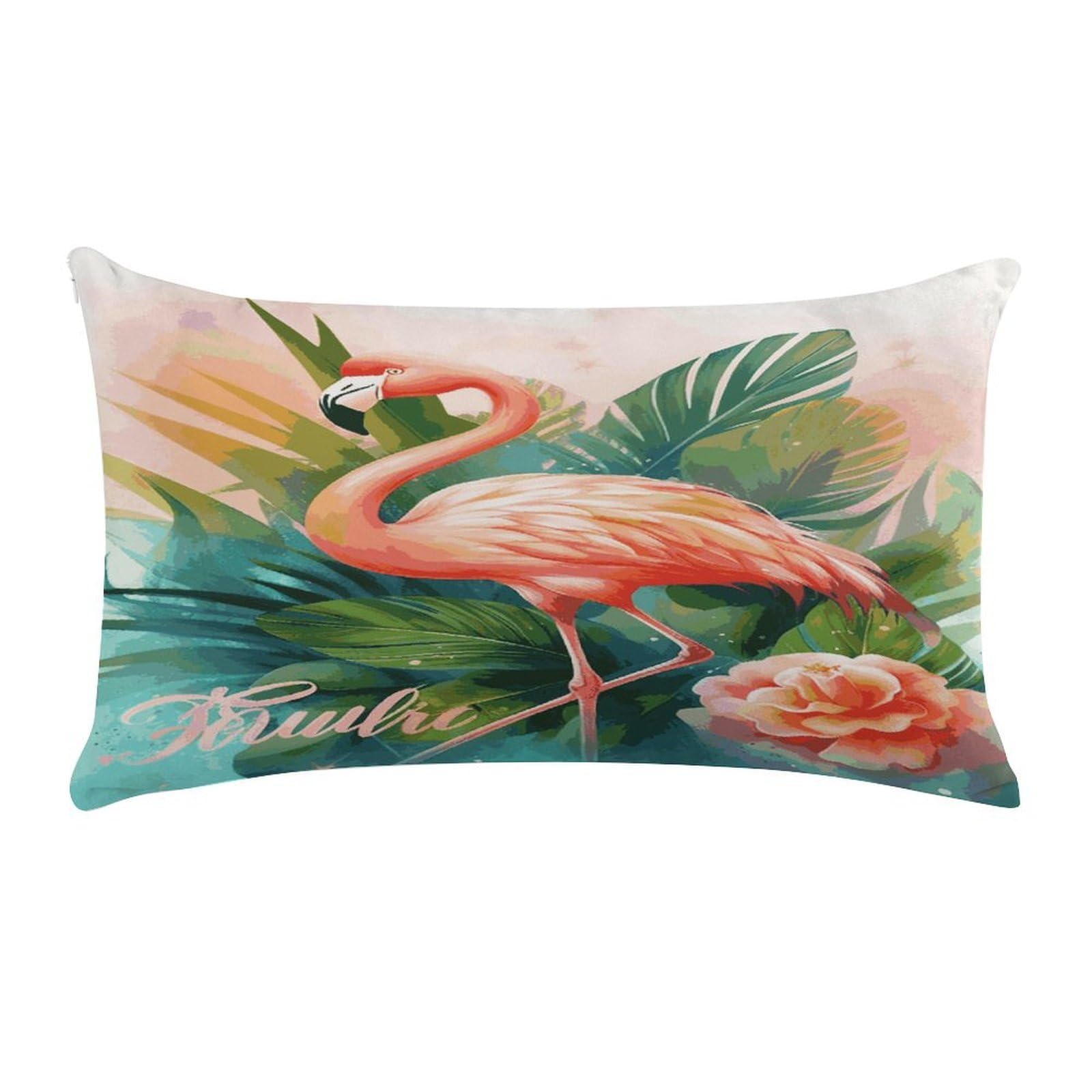 LDGSUPH Tropical Flamingo Throw Pillow Cover with Zipper Long Throw Pillow Case Anti-Fading Pillow Protector Super Soft Decorative Cushion Case Exquisite Plush Pillowcase12 X 20 in