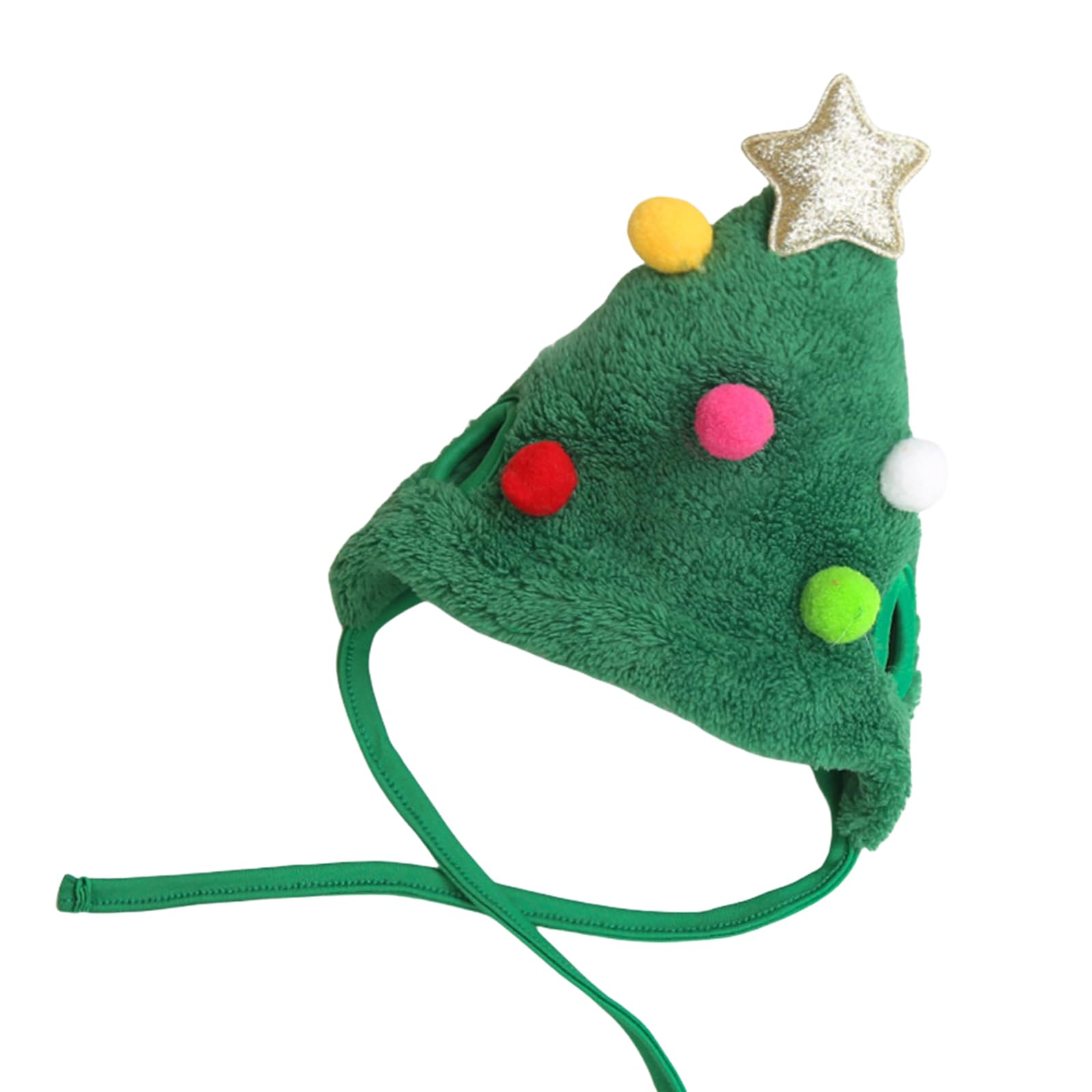 Sehuby Green Hat Colorful Balls Fun Headwear,Reindeer Christmas Tree Headwear Hat For Pet Decorations Reindeer Star Pompoms Christmas Dog Headwear Photo Props