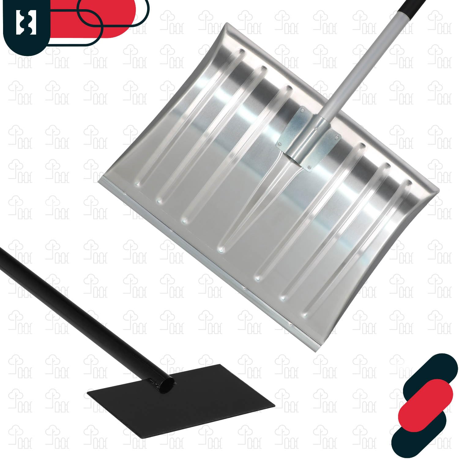 KOTARBAU® Set Schneeschaufel mit Aluminiumstiel 138 cm Eisschaber 119 x 20 cm + Handschuhe warm Schneeschieber Aluminium Schneeschaufel Auto Stoßscharre mit Stiel Schaufel mit Stiel