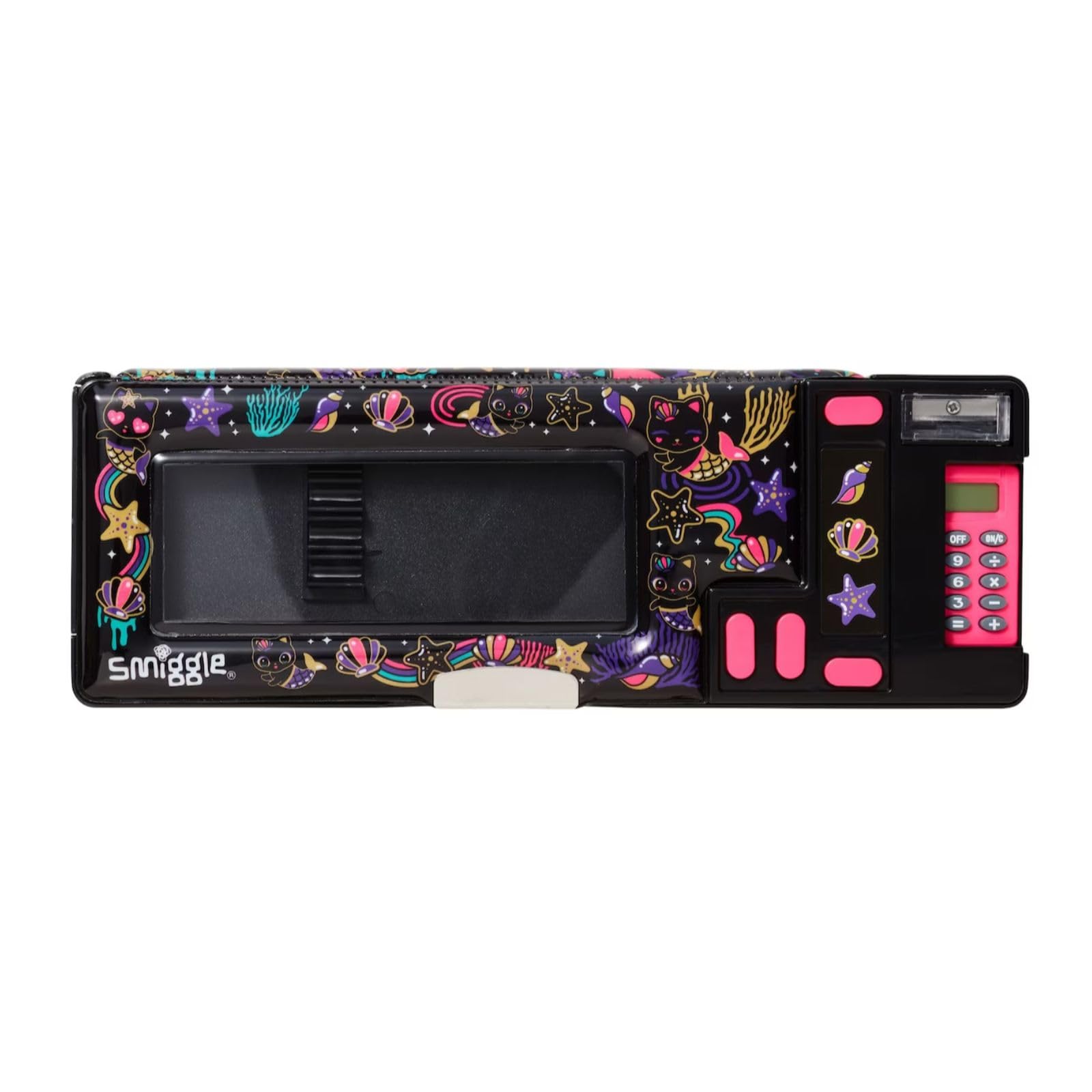 Pur-Maid Kids Pencil Case (Mix) with Hey There Pop Out Pink Calculator and Sharpener