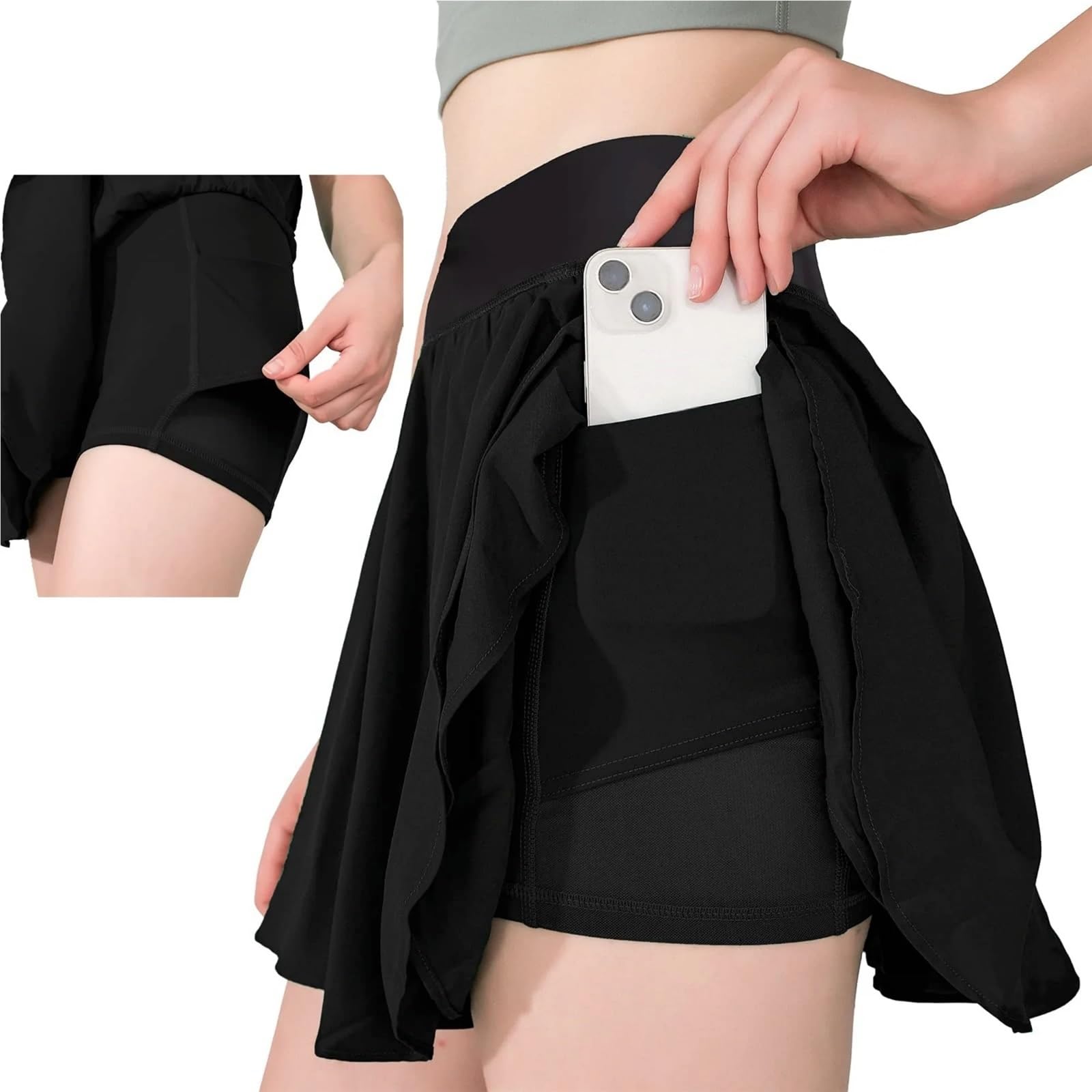 Jupes de Tennis for Femmes avec Poches, Shorts Sport, Course à Pied cintrées, d'entraînement Jupe de Tennis