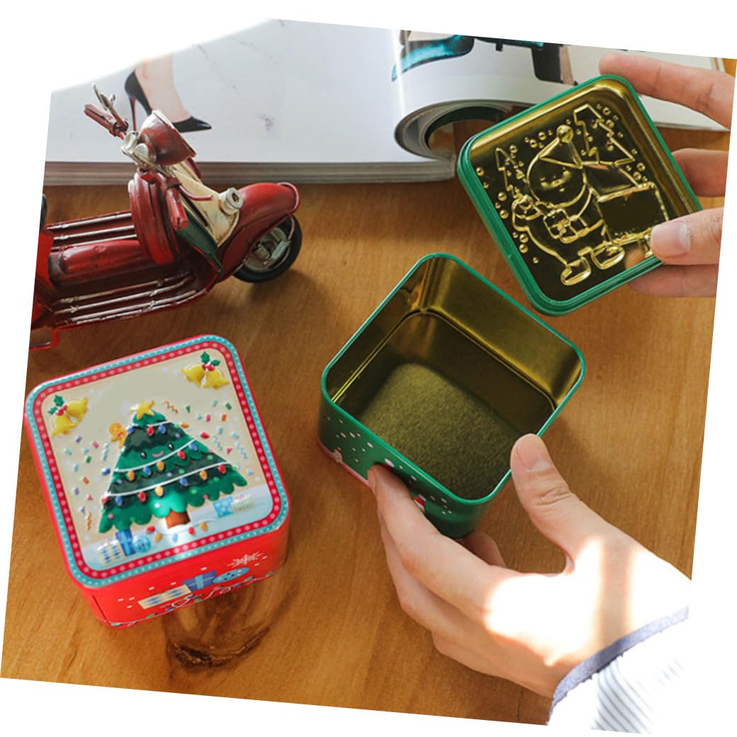 Baluue 8 Piezas Caja de Obsequio Cuadrada de Hojalata Caja de Navidad para Guardar Dulces para Fiesta de Navidad Navideños