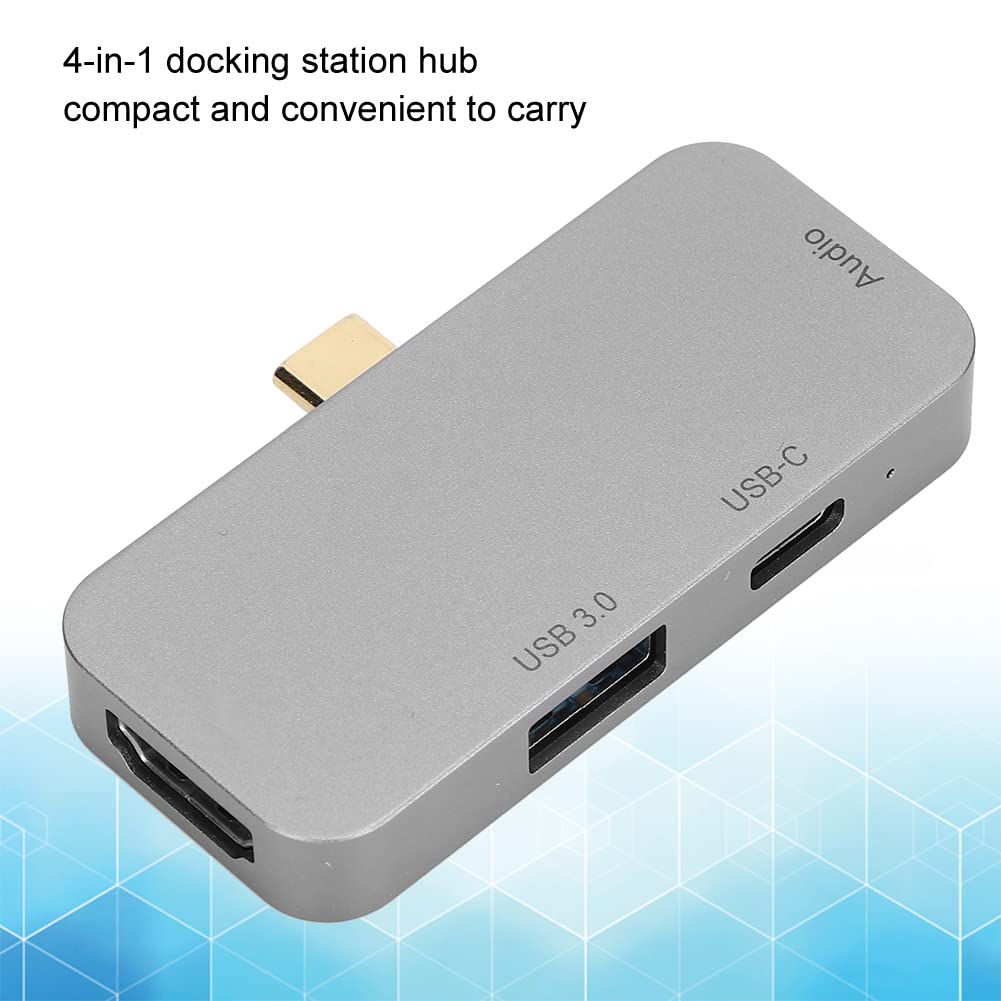 Hub USB C 4 en 1 gris, station d'extension multifonctionnelle, connecteur Type C vers HDMI, 60W PD pour Switch