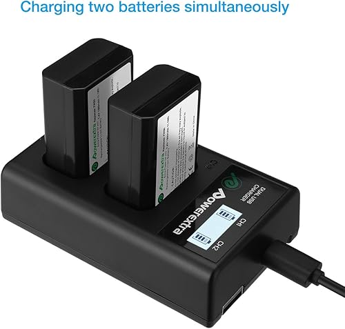 Miniatura 4 de Powerextra Paquete de 2 baterías Sony NP-FW50 de repuesto y pantalla LCD inteligente cargador de doble canal compatible con Sony Alpha a6500 a6300