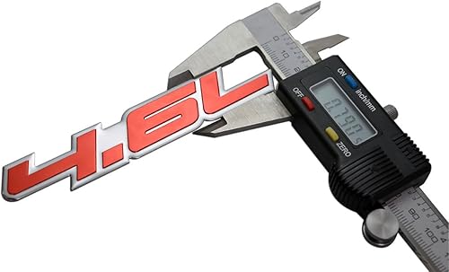 Miniatura 2 de Placa de identificación con emblema de aluminio real en relieve rojo de 4.6 litros en relieve de aluminio real altamente pulido, compatible con Ford