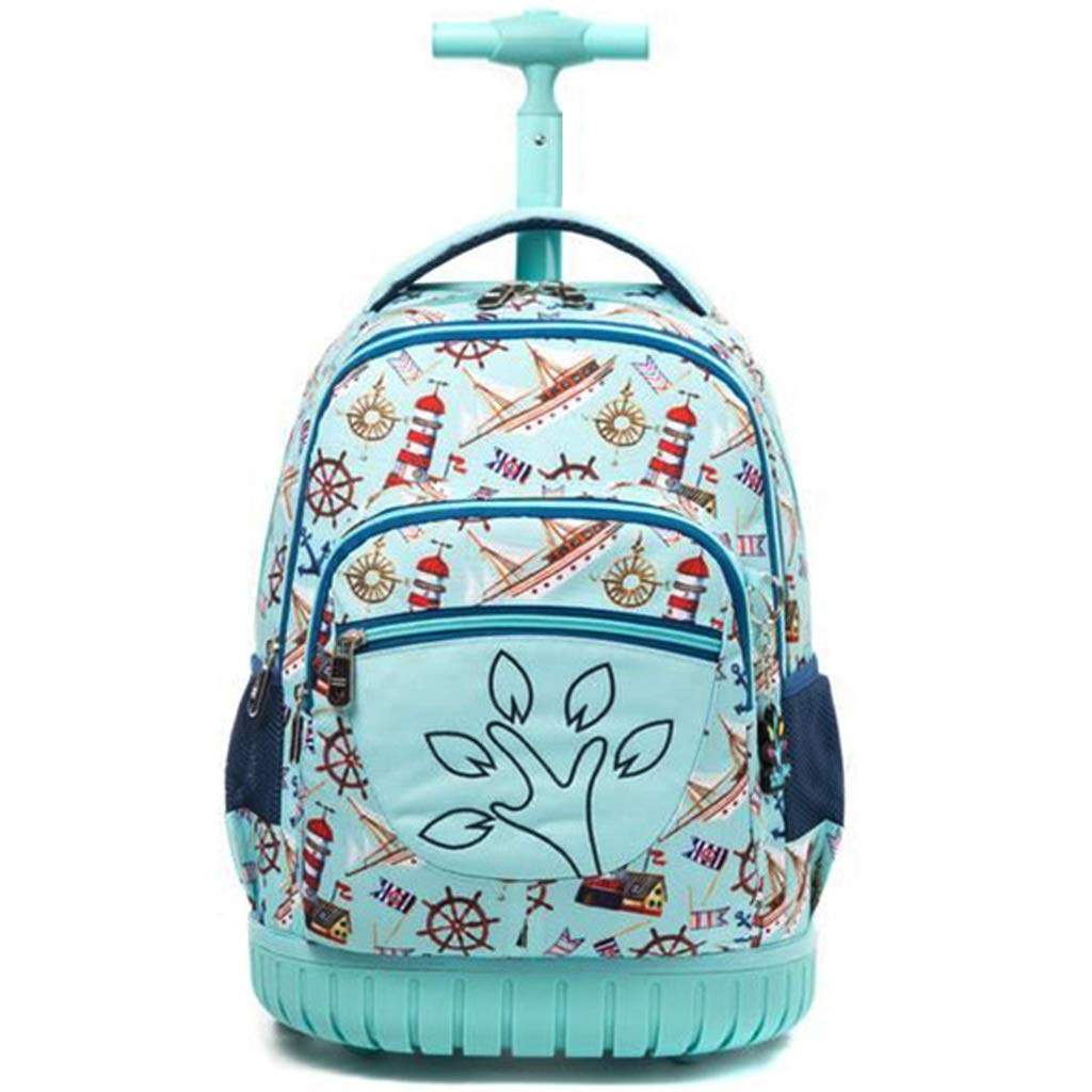 Buy Trolley School Bag 18Inch Kids Rolling Backpack Digital Pattern Functional Laptop Rucksack