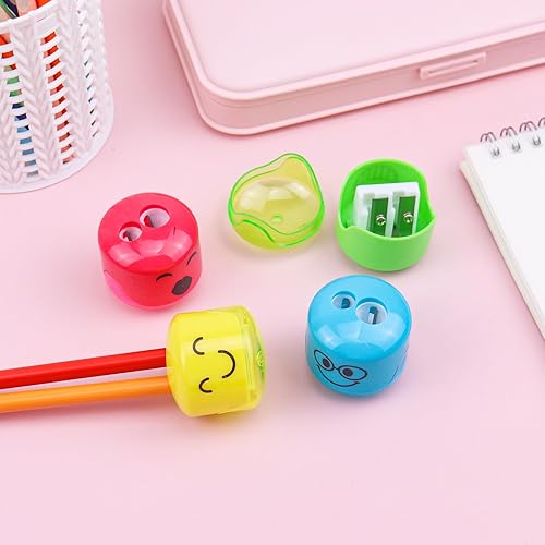 Miniatura 2 de Bonito sacapuntas para niños, pequeño sacapuntas de mano de dibujos animados, juguete manual de sonrisa de color, accesorio novedoso para oficina,