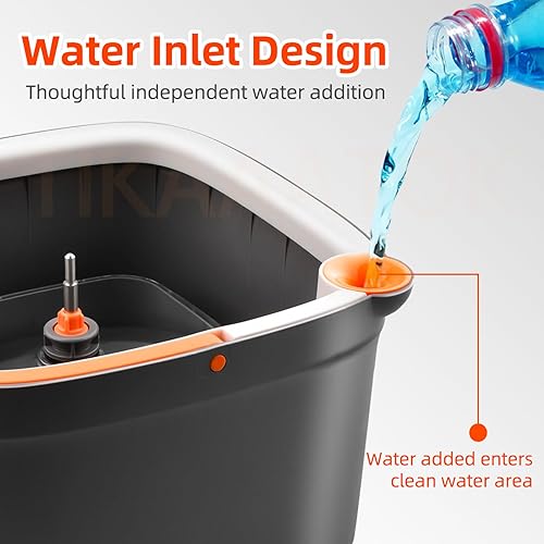 Miniatura 6 de Juego de trapeador giratorio y cubo con sistema de agua sucia y limpia de separación, cabezal de trapeador limpio giratorio de 360 para suelos de