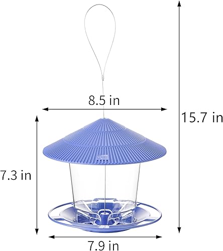 Miniatura 4 de Hanizi - Comedero para pájaros silvestres, semillero para exteriores, a prueba de ardillas, decoración para jardín y patio, para los observadores de