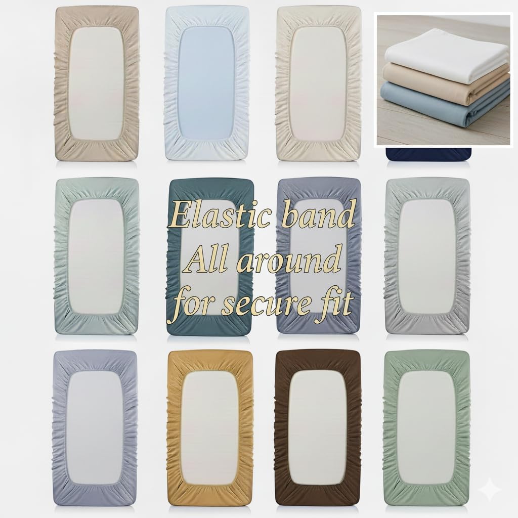 Fitted Sheets, 650TC with Pockets (7-10 Inches) Perfect for Low Profile Mattresses, Cotton Blend (Queen, Solid White)