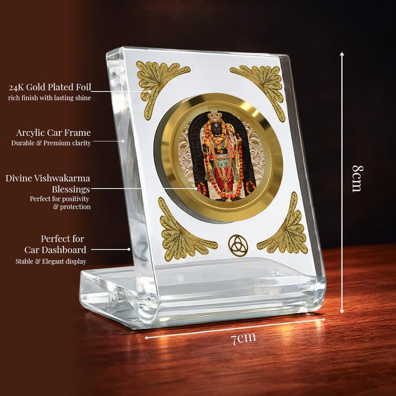 Image of DIVINITI 24K Gold Plated Religious Car Dashboard Frame | Premium God Idol Frame for Car, Home Mandir & Office Table | Spiritual Gift, Decorative Showpiece