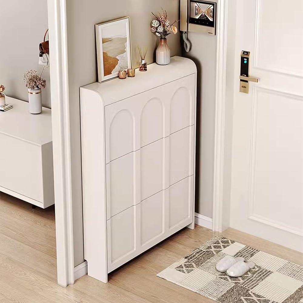 OLSKFUH Shoe Cabinet For Entryway, Narrow Shoe Cabinet, Shoes Storage Cabinet, Hallway Shoe Storage Cabinet With 3 Flip Drawers, For Entryway Hallway,24cm-60cm