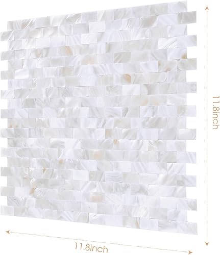 Miniatura 7 de 1 - Lámina de azulejos de conchas de perla para despegar y pegar, protector contra salpicaduras adhesivo para cocina, baño, dormitorio (30 cm X 30