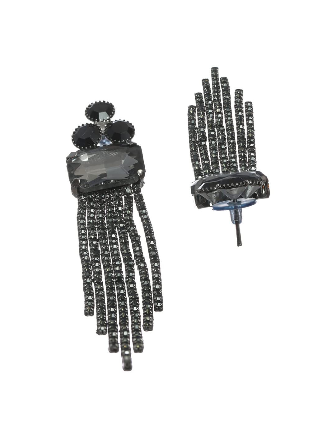Floral Block Tassle Drop Earrings