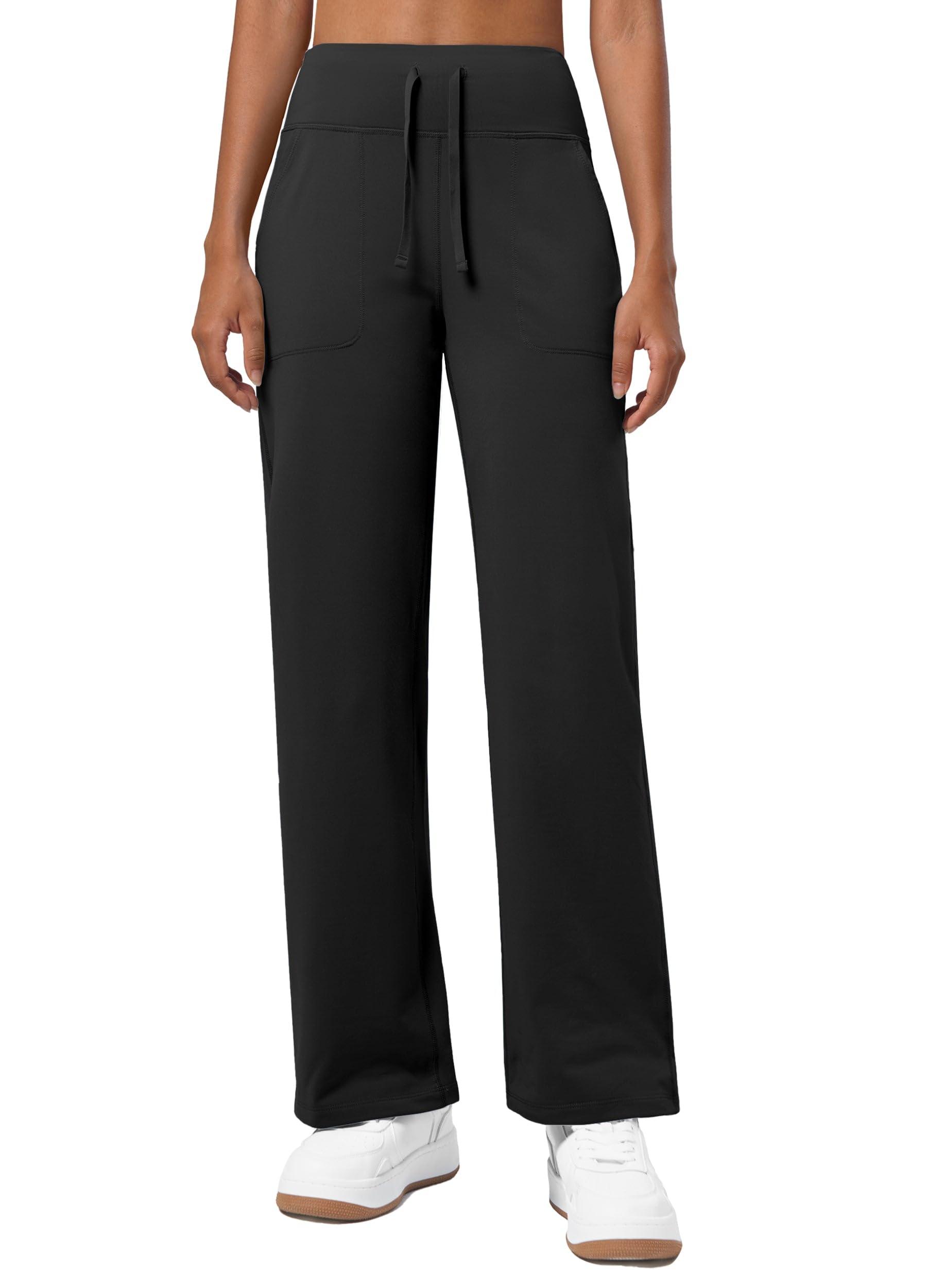 WILLIT Jogginghose Damen Fleece gefütterte Hose Winter Sporthose Warme Yogahose Thermohose Weites Bein Lounge Hose mit Taschen