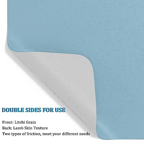 Tapis de souris grand format LL-COEUR bleu ciel et gris pour bureau moderne - 4