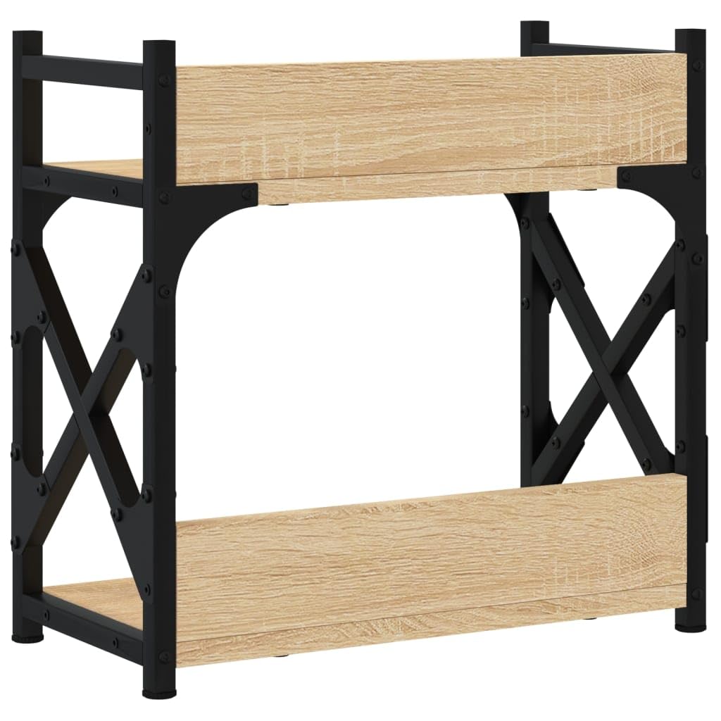 Support imprimante Meuble chêne Sonoma 40x20x40 cm à 2 Niveaux avec Cadre métal et Pieds réglables pour Bureau Poste Organisation Documents et Rangement Multifonction