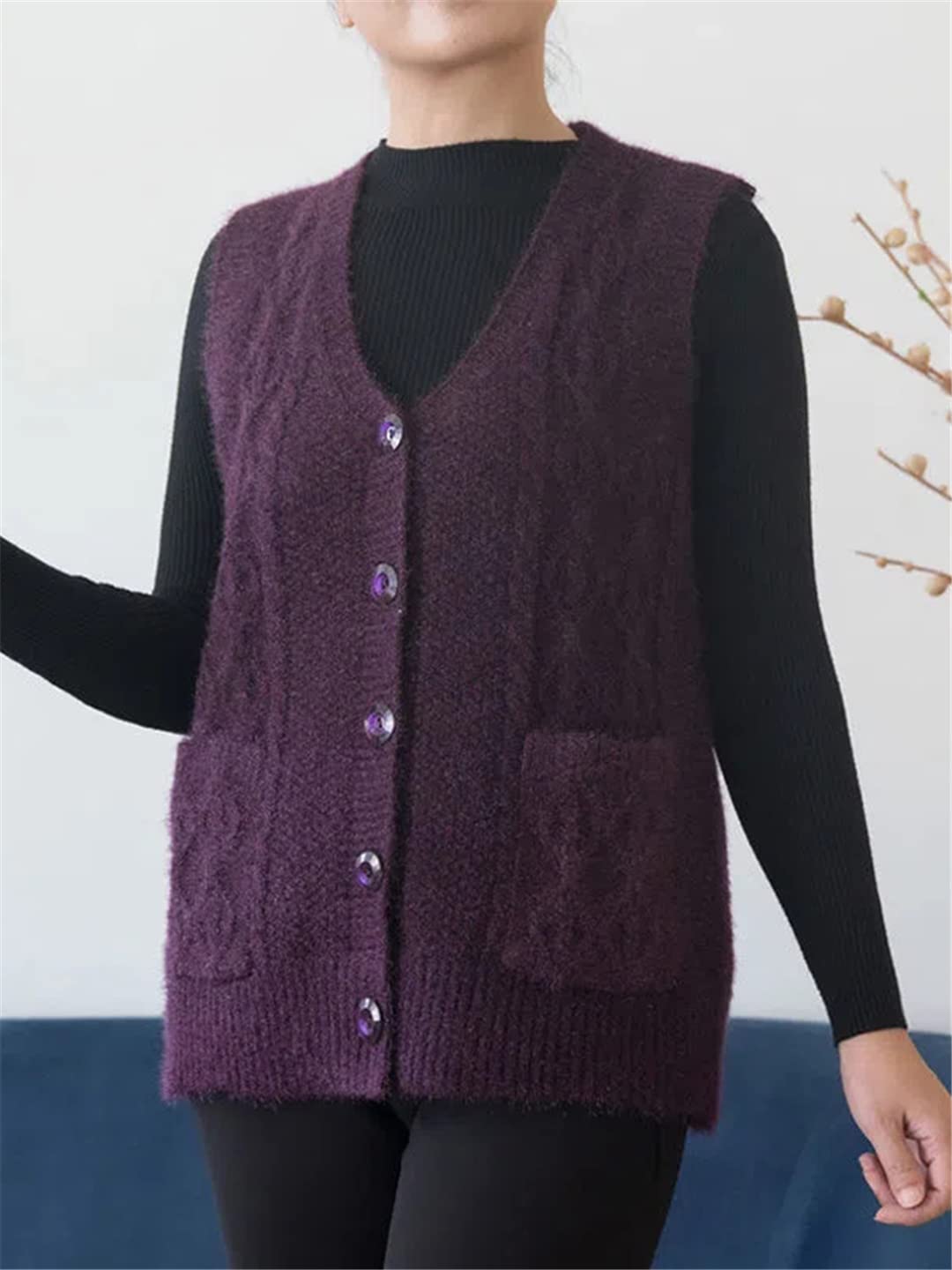Cárdigan De Punto para Mujer, Chaleco, Suéter De Punto Sin Mangas, Tops para Mujer